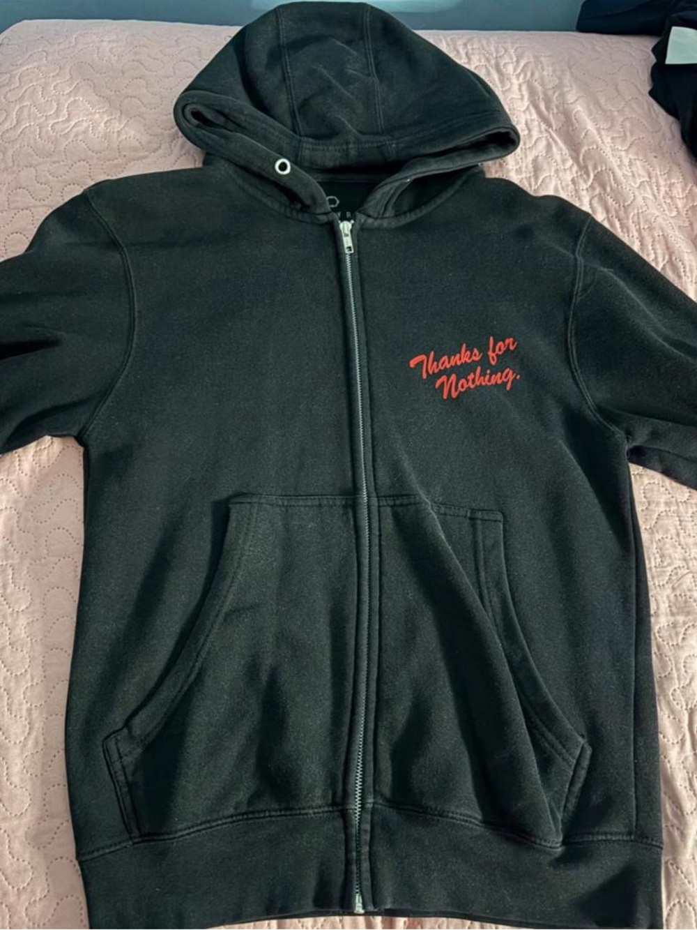 Empyre Black Zip-Up Hoodie with Red Script Chest